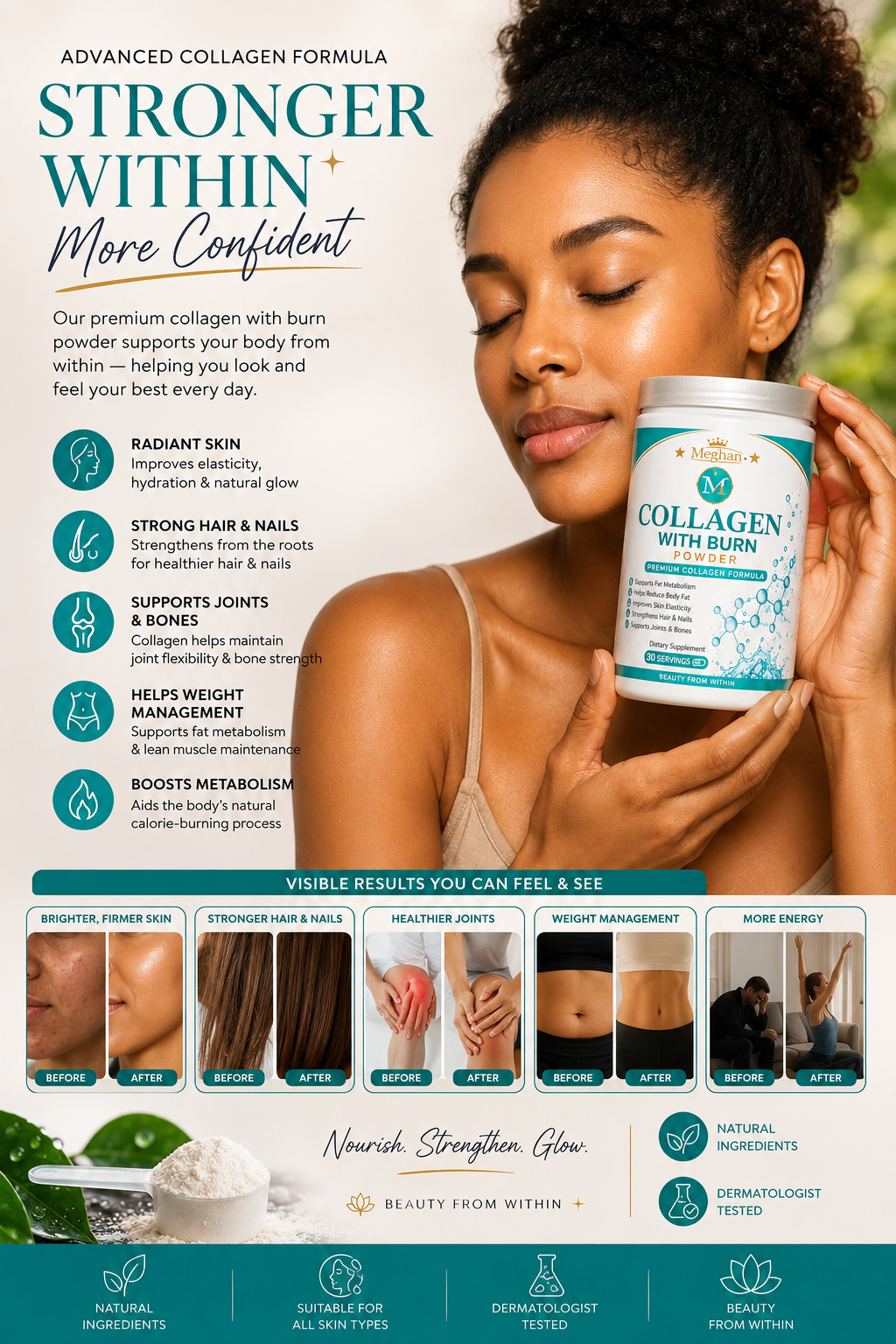 Meghan’s Collagen Glow & Burn Powder – Beauty + Wellness Support