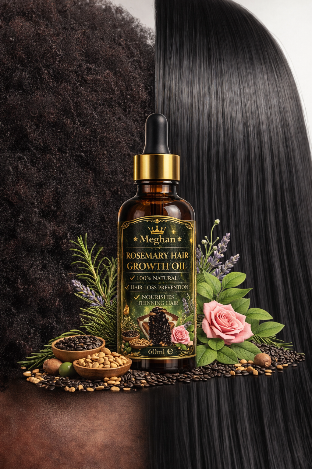 Meghan - Rosemary Hair Growth Oil – Stimulate Stronger, Fuller, Faster-Growing Hair Naturally