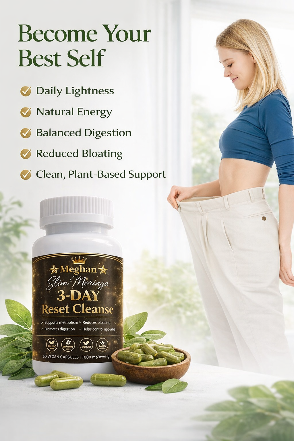 Meghan 2-in-1 3-Day Detox Bundle – Slim Tea & Moringa Capsules for a Total Body Reset